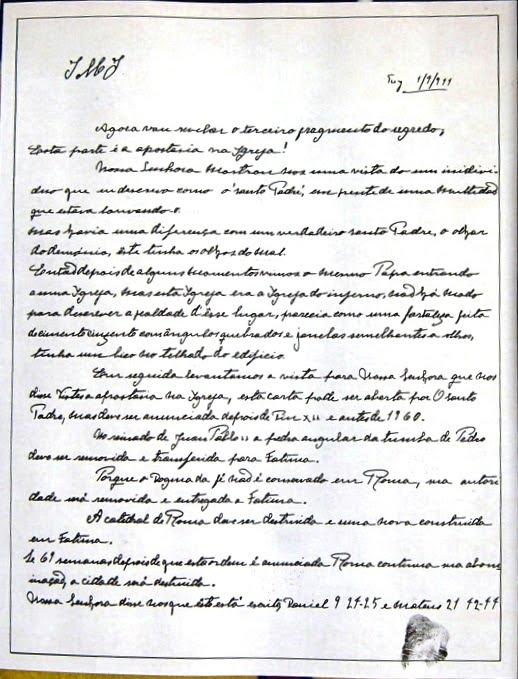 Manuscrito original del tercer secreto de fatima